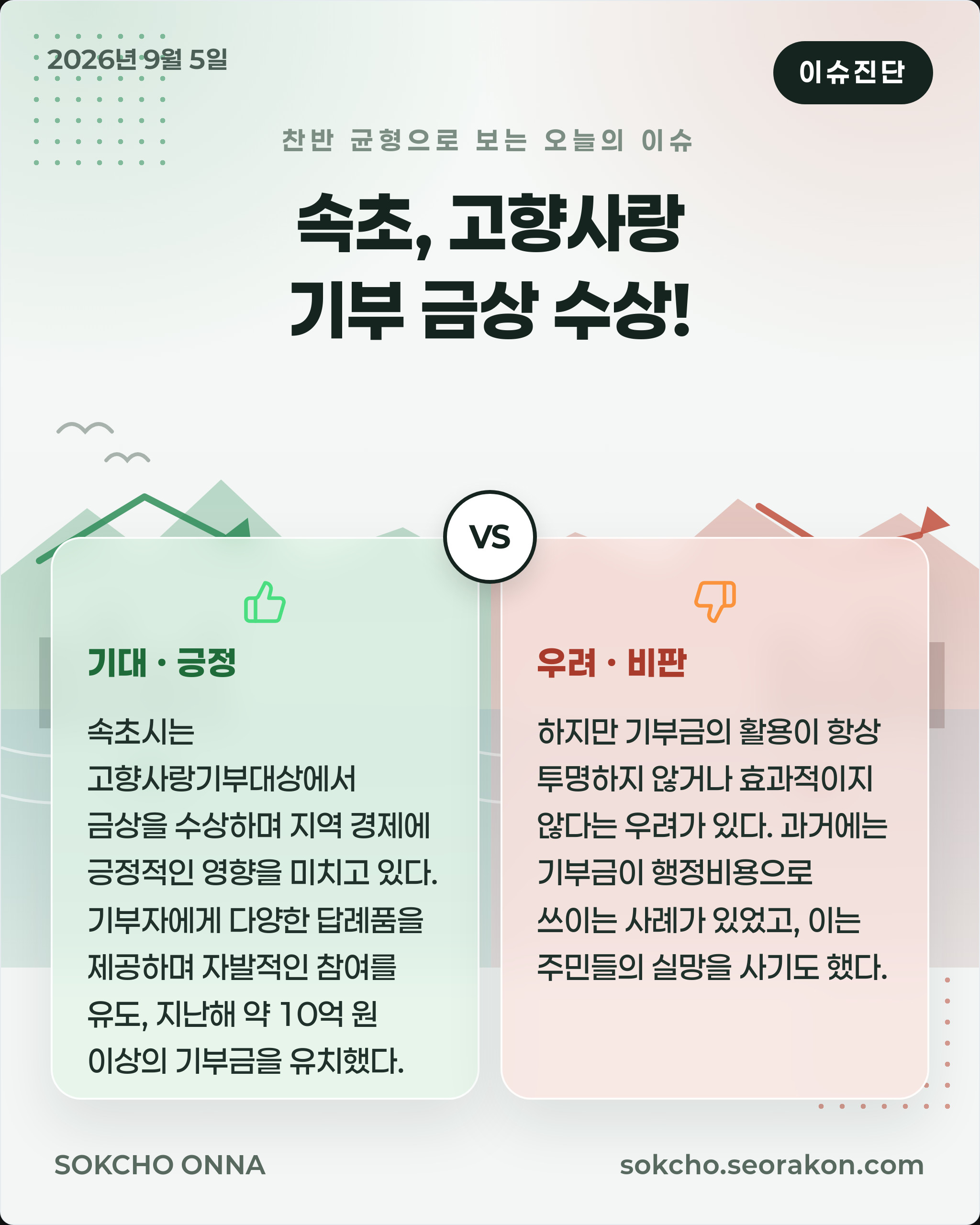 [이슈진단] 속초, 고향사랑 기부 금상 수상!