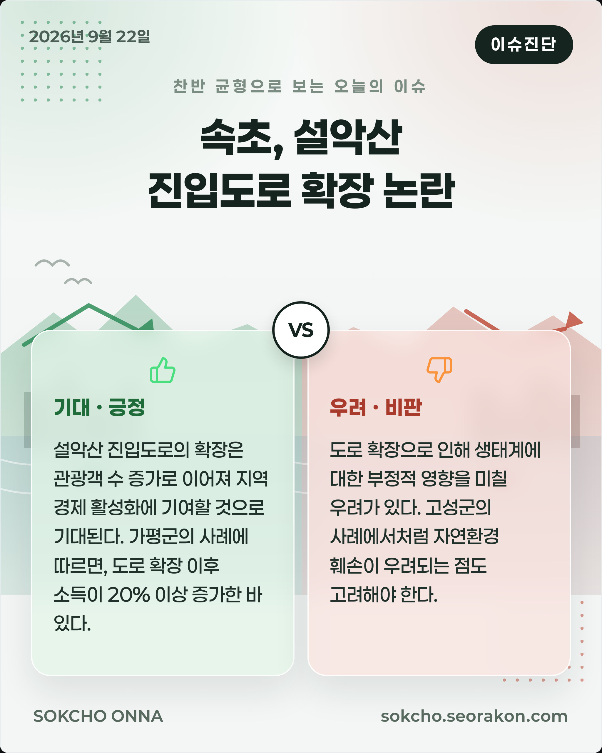 [이슈진단] 속초, 설악산 진입도로 확장 논란