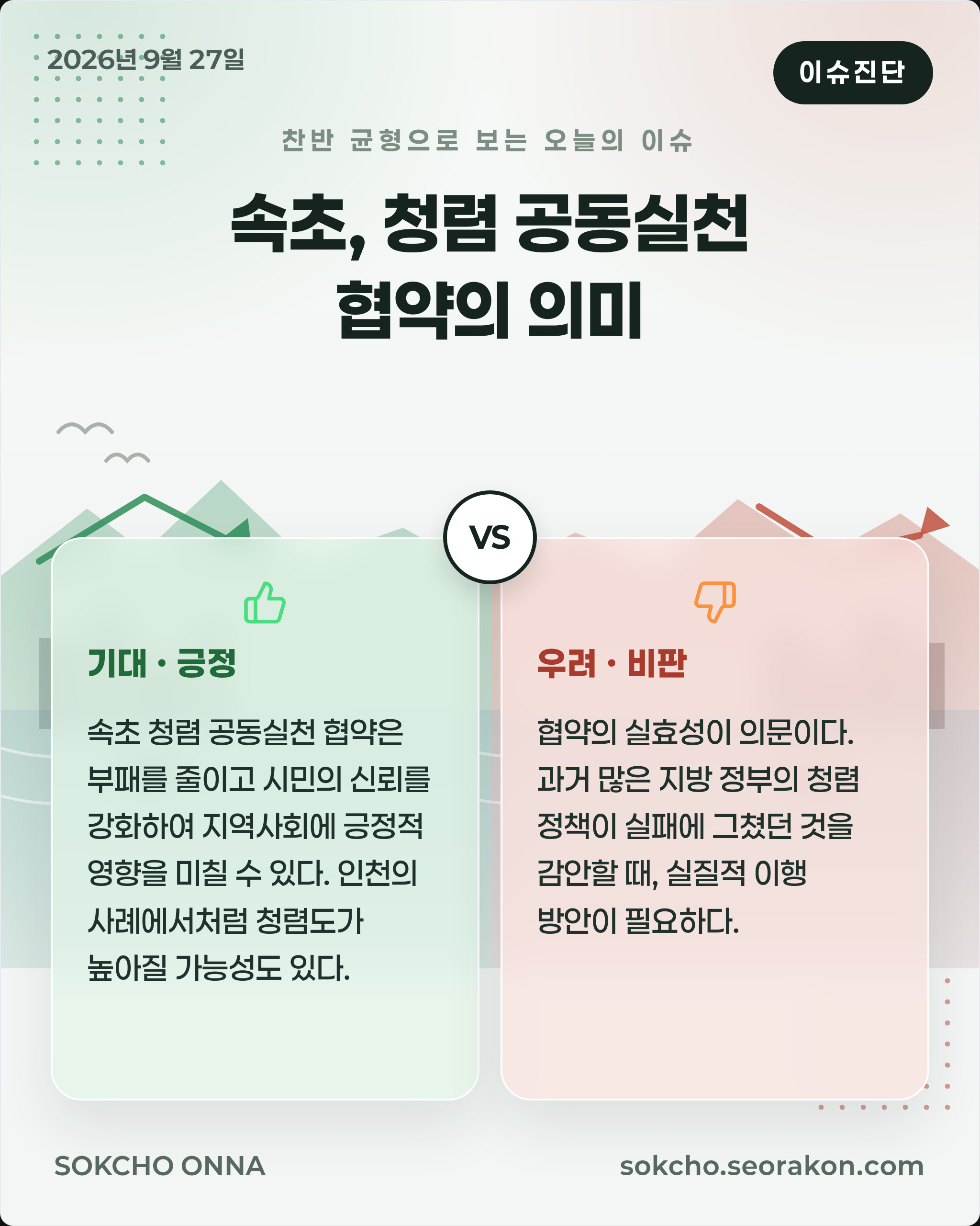 [이슈진단] 속초, 청렴 공동실천 협약의 의미
