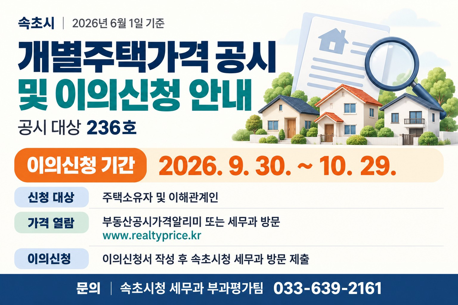 속초시, 6월 1일 기준 개별주택가격 공개… 이의신청 접수