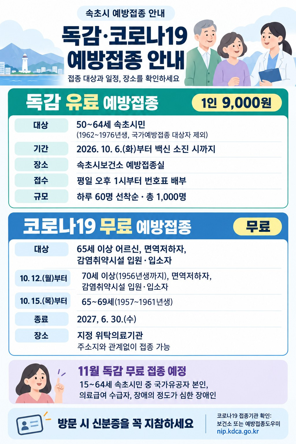 속초시, 겨울철 감염병 대비 독감·코로나19 예방접종 추진